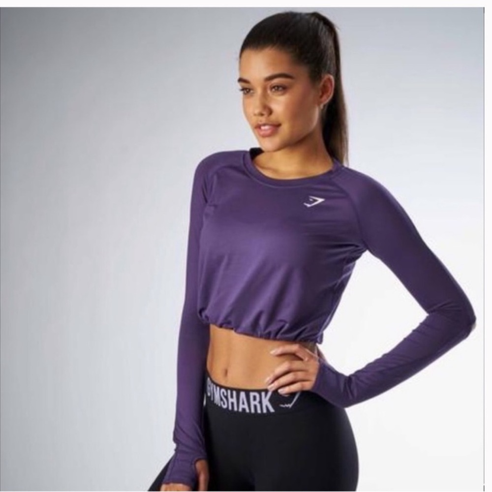 Gymshark Drawstring Cords Crop Top Like New Sz M - image 2